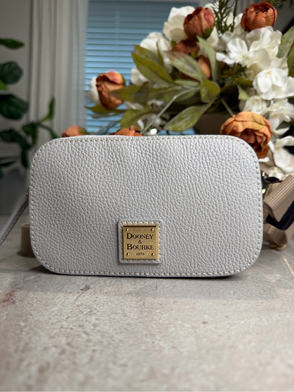 Dooney & Bourke Pebble Leather Crossbody in Light Gray